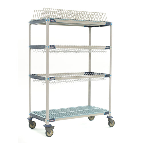 Metro PR48VX3 4 Tier Mobile Drying Rack W/ 2 Drop-Ins, 26" X 50" X 68"-cityfoodequipment.com
