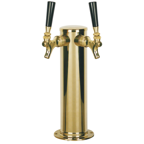 Micro Matic D4743DT-PVD Countertop Column Draft Beer Tower W/ (2) Faucets - Air Cooled, Brass-cityfoodequipment.com