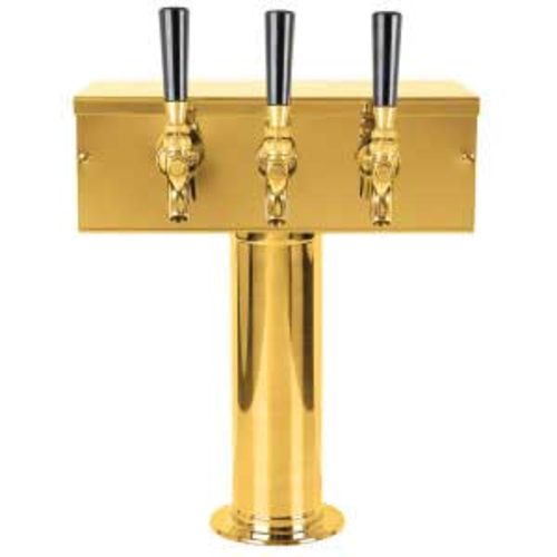 Micro Matic D7743PVD Countertop T Style Draft Beer Tower W/ (3) Faucets - Air Cooled, Brass-cityfoodequipment.com