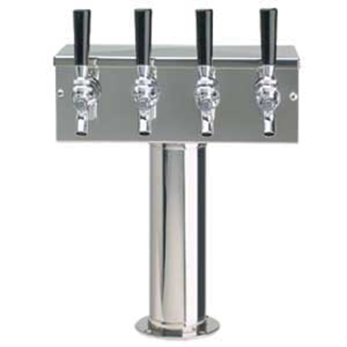 Micro Matic D7744PSSKR Countertop T Style Draft Beer Tower w/ (4) Faucets - Glycol Cooled, Stainless Steel-cityfoodequipment.com
