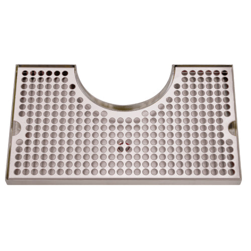 Micro Matic DP-1020D Surface Mount Drip Tray Trough W/ 4" Cutout & 5/8" Drain - 14"W X 8"D, Stainless Steel-cityfoodequipment.com