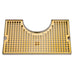 Micro Matic DP-1020DSSPVD Surface Mount Drip Tray Trough w/ 4" Cutout & 5/8" Drain - 14"W x 8"D, Stainless w/ Brass Screen-cityfoodequipment.com