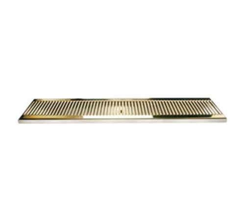 Micro Matic DP-120DSSPVD-51 Surface Mount Drip Tray Trough W/ 5/8" Drain - 51"W X 5"D, Stainless W/ Brass Screen-cityfoodequipment.com