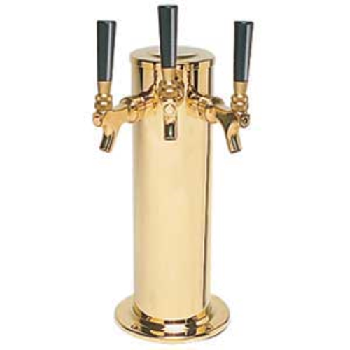 Micro Matic DS-243-PVD Countertop Column Draft Beer Tower W/ (3) Faucets - Air Cooled, Brass-cityfoodequipment.com