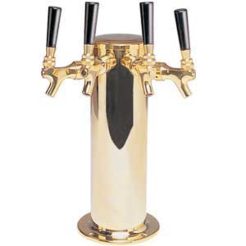 Micro Matic DS-244-PVD Countertop Column Draft Beer Tower W/ (4) Faucets - Air Cooled, Stainless Steel-cityfoodequipment.com