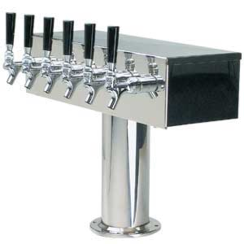Micro Matic DS-356-PSS Countertop T Style Draft Beer Tower W/ (6) Faucets - Air Cooled, Stainless Steel-cityfoodequipment.com