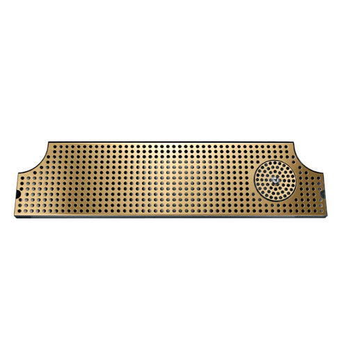 Micro Matic DP-MET-H-PVD-52GR-Z Surface Mount Drip Tray Trough w/ Glass Rinser & 5/8" Drain - 52"W x 8 1/2"D, Stainless Steel-cityfoodequipment.com