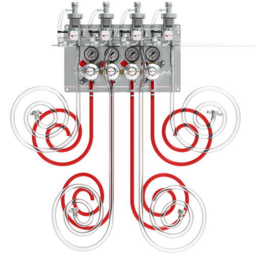 Micro Matic RPK-4-PP Quadruple Gauge Secondary Regulator Panel W/ 3/8" Hoses-cityfoodequipment.com