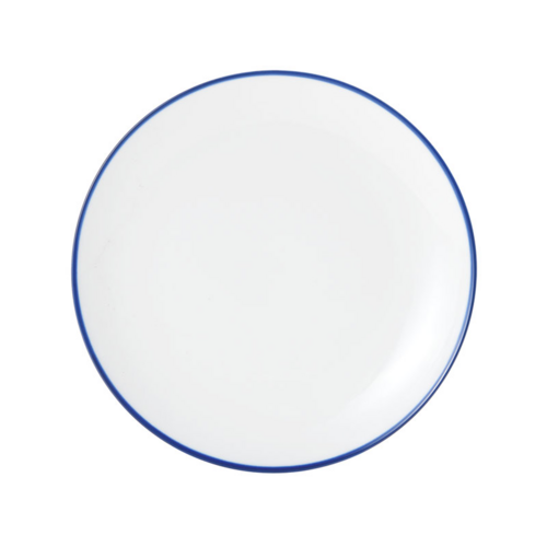 Mikasa Hospitality 8" Round Bistro Coupe Plate - Porcelain, Blue Pinstripe (5256491)-cityfoodequipment.com