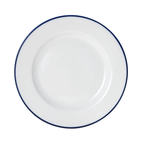 Mikasa Hospitality 7" Round Bistro Plate - Porcelain, Blue Pinstripe (5256481)-cityfoodequipment.com