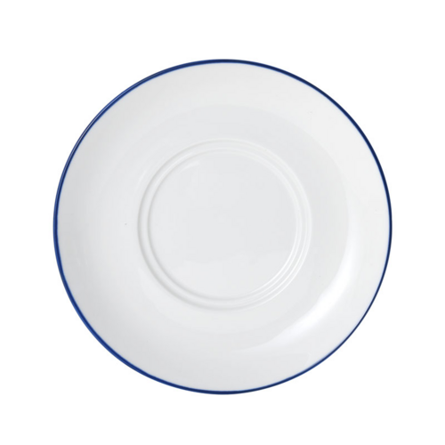 Mikasa Hospitality 6 3/4" Round Bistro Saucer - Porcelain, Blue Pinstripe (5256526)-cityfoodequipment.com