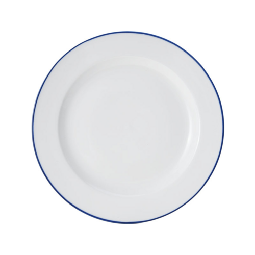 Mikasa Hospitality 12" Round Bistro Plate - Porcelain, Blue Pinstripe (5256489)-cityfoodequipment.com