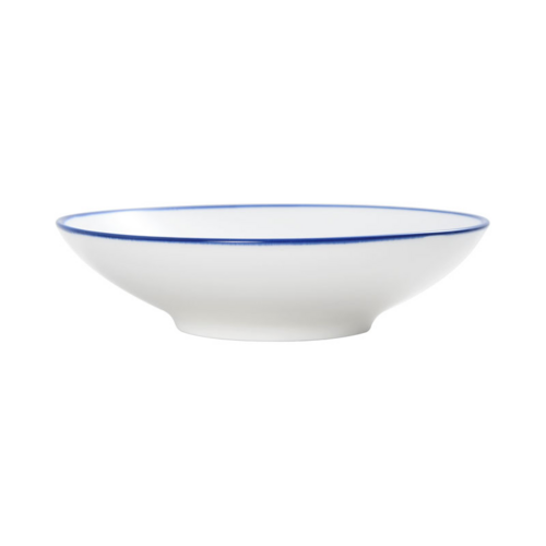 Mikasa Hospitality 8 1/2 oz Round Bistro Coupe Bowl - Porcelain, Blue Pinstripe (5256497)-cityfoodequipment.com