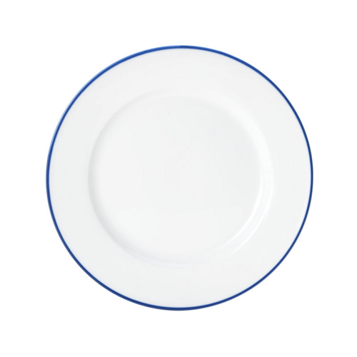 Mikasa Hospitality 8" Round Bistro Plate - Porcelain, Blue Pinstripe (5256482)-cityfoodequipment.com
