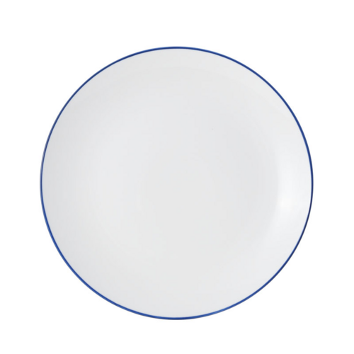 Mikasa Hospitality 12" Round Bistro Coupe Plate - Porcelain, Blue Pinstripe (5256494)-cityfoodequipment.com