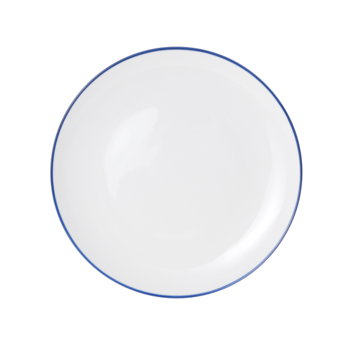 Mikasa Hospitality 10" Round Bistro Coupe Plate - Porcelain, Blue Pinstripe (5256493)-cityfoodequipment.com