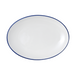 Mikasa Hospitality 14" Oval Bistro Entree Coupe Plate - Porcelain, Blue Pinstripe (5256519)-cityfoodequipment.com