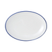 Mikasa Hospitality 16" Oval Bistro Entree Coupe Plate - Porcelain, Blue Pinstripe (5256521)-cityfoodequipment.com
