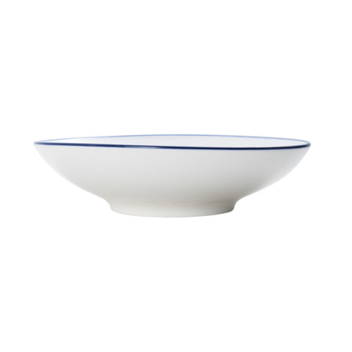 Mikasa Hospitality 26 oz Round Bistro Coupe Bowl - Porcelain, Blue Pinstripe (5256501)-cityfoodequipment.com