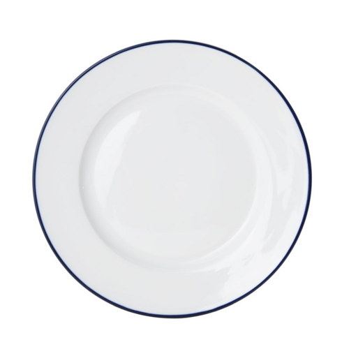 Mikasa Hospitality 9" Round Bistro Plate - Porcelain, Blue Pinstripe (5256484)-cityfoodequipment.com