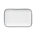 Mikasa Hospitality 9" Rectangular Bistro Coupe Plate - Porcelain, Black Pinstripe (5260389)-cityfoodequipment.com