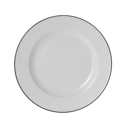 Mikasa Hospitality 11" Round Bistro Plate - Porcelain, Black Pinstripe (5260369)-cityfoodequipment.com