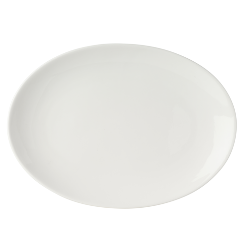 Mikasa Hospitality 14" x 9 4/5" Oval Bistro Blanc Platter - Porcelain, White (5292229)-cityfoodequipment.com