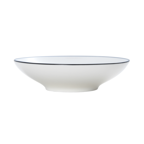 Mikasa Hospitality 8 1/2 oz Round Bistro Coupe Bowl - Porcelain, Black Pinstripe (5260383)-cityfoodequipment.com