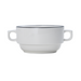 Mikasa Hospitality 4 9/10" Round Bistro Soup Bowl - Porcelain, Black Pinstripe (5260394)-cityfoodequipment.com