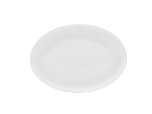 Mikasa Hospitality 9" x 6" Oval Lola Coupe Platter - Bone China, White (5304743)-cityfoodequipment.com