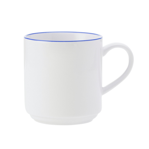 Mikasa Hospitality 11 4/5 oz Bistro Mug - Porcelain, Blue Pinstripe (5305730)-cityfoodequipment.com