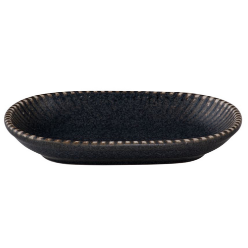 Mikasa Hospitality 9" x 14" Oval Reckless Platter - Fine China, Black (5315972)-cityfoodequipment.com