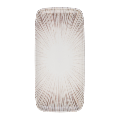 Mikasa Hospitality 6 7/16" x 13 1/2" Rectangular Ray Platter - Fine China, Brown (5316298)-cityfoodequipment.com