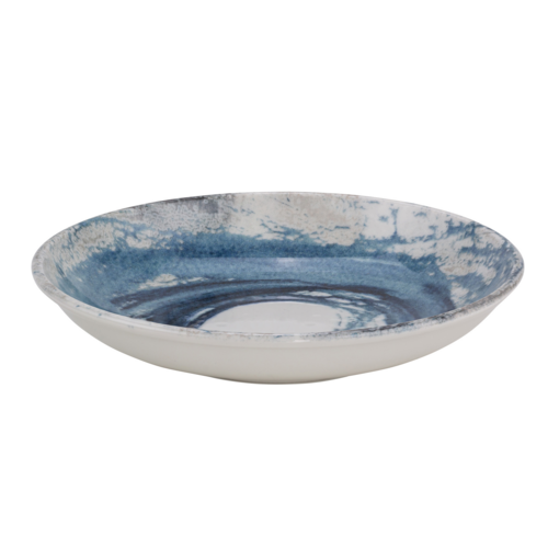 Mikasa Hospitality 8 13/16" Round Watercolor Deep Pizza Plate - Fine China, Blue (5315736)-cityfoodequipment.com