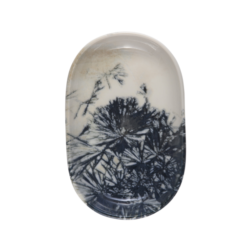 Mikasa Hospitality 7 3/16" x 11 3/16" Oval Aventurin Platter - Fine China, Blue (5316115)-cityfoodequipment.com
