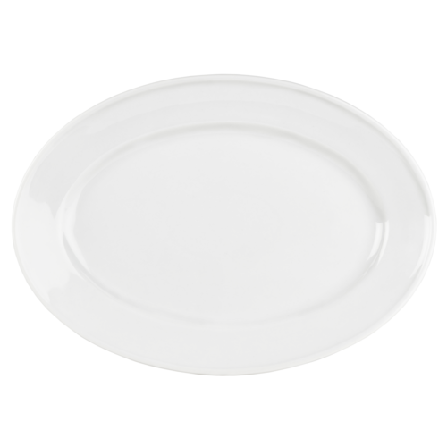 Mikasa Hospitality 14 3/5" x 10 1/5" Oval Specials Platter - Porcelain, White (5315101)-cityfoodequipment.com