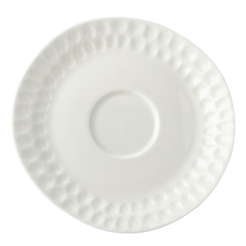 Mikasa Hospitality 5 7/10" x 5 1/2" Irregular Malet Espresso Saucer - Vegan Bone China, White (5316735)-cityfoodequipment.com