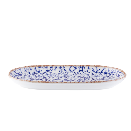 Mikasa Hospitality 4 5/8" x 7 1/4" Oval Venezia Platter - Fine China, Blue (5316012)-cityfoodequipment.com