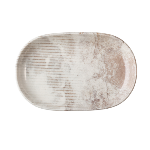 Mikasa Hospitality 4 5/8" x 7 5/16" Oval Atlanta Platter - Fine China, Brown (5316100)-cityfoodequipment.com