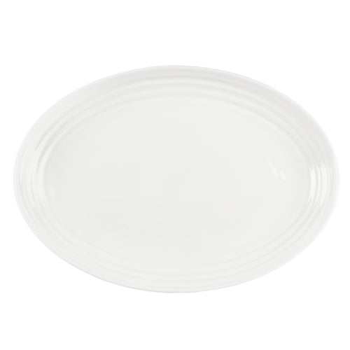 Mikasa Hospitality 12" x 8 7/10" Oval Terrace Platter - Bone China, White (5316017)-cityfoodequipment.com