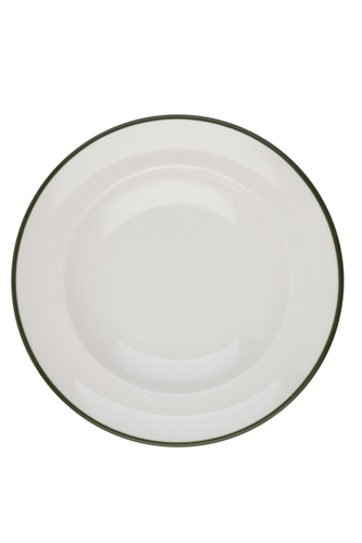 Mikasa Hospitality 9 13/16" Round Modest Deep Plate - Fine China, White/Green (5321578)-cityfoodequipment.com