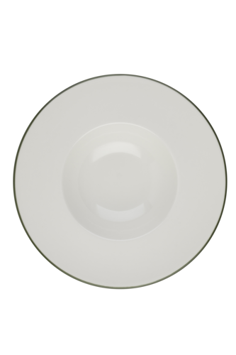 Mikasa Hospitality 11 7/16" Round Modest Deep Plate - Fine China, White/Green (5321580)-cityfoodequipment.com