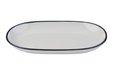Mikasa Hospitality 8 7/16" x 3 3/16" Oval Modest Platter - Fine China, White/Navy (5321443)-cityfoodequipment.com