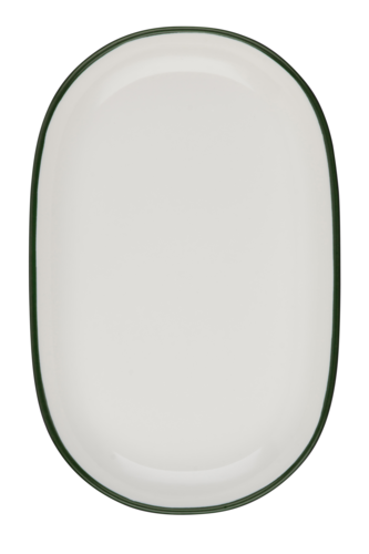 Mikasa Hospitality 8 7/16" x 3 1/8" Oval Modest Platter - Fine China, White/Green (5321582)-cityfoodequipment.com