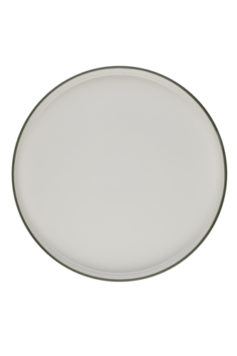 Mikasa Hospitality 10" Round Modest Flat Plate - Fine China, White/Green (5321591)-cityfoodequipment.com