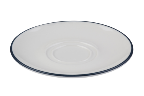 Mikasa Hospitality 6 3/8" Round Modest Saucer - Fine China, White/Navy (5321448)-cityfoodequipment.com