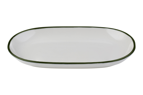 Mikasa Hospitality 7 3/16" x 11 3/16" Oval Modest Platter - Fine China, White/Green (5321581)-cityfoodequipment.com