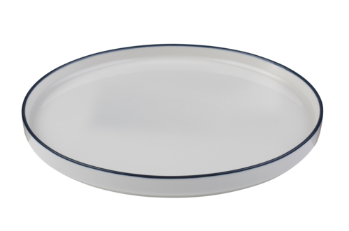 Mikasa Hospitality 10" Round Modest Flat Plate - Fine China, White/Navy (5321452)-cityfoodequipment.com