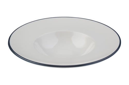 Mikasa Hospitality 11 7/16" Round Modest Deep Plate - Fine China, White/Navy (5321441)-cityfoodequipment.com