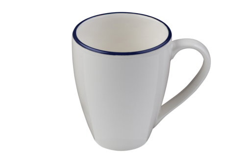 Mikasa Hospitality 10 oz Modest Mug - Fine China, White/Navy (5321447)-cityfoodequipment.com